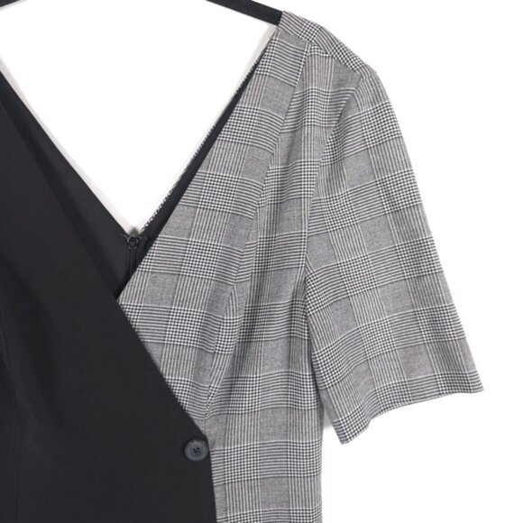 Fame & Partners Everly Button Front Black & Plaid Midi Dress Size 6 - Picture 14 of 16